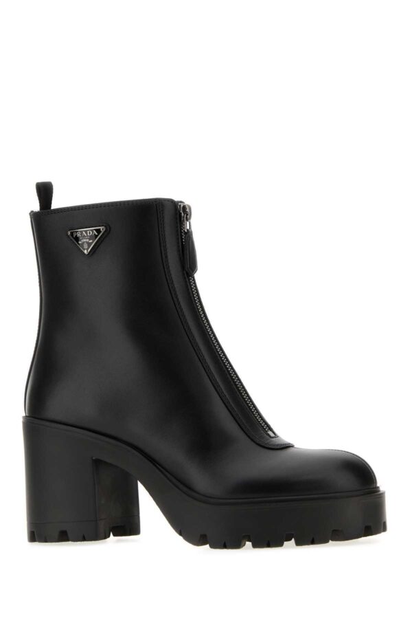 PRADA|Black Leather Ankle Boots