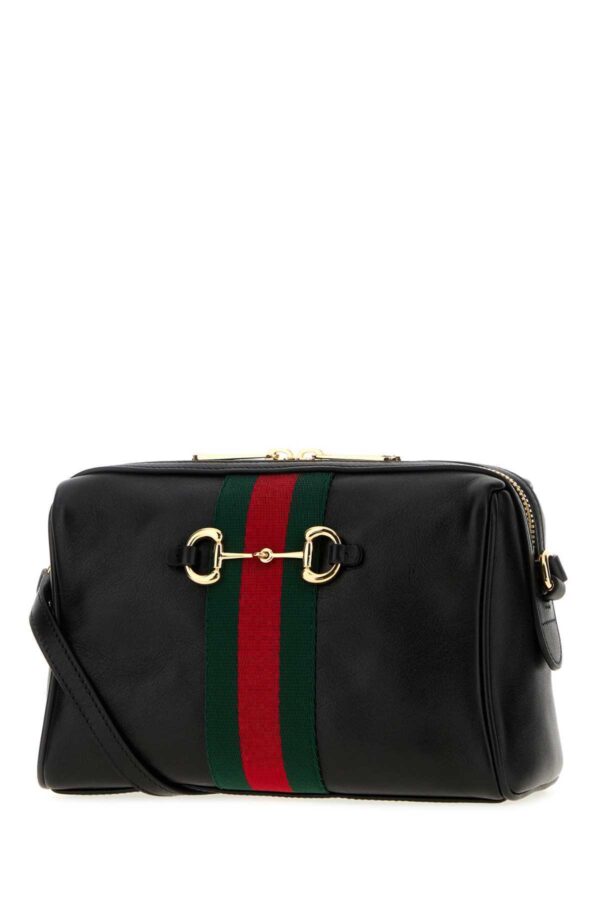 GUCCI｜Black Leather Small Horsebit Web