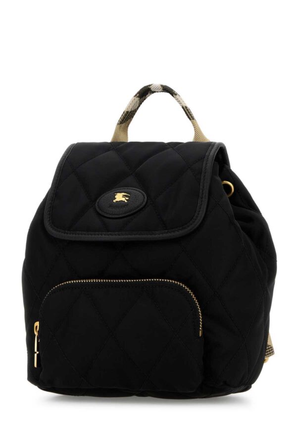 BURBERRY｜Black Canvas Mini Horseshoe Backpac